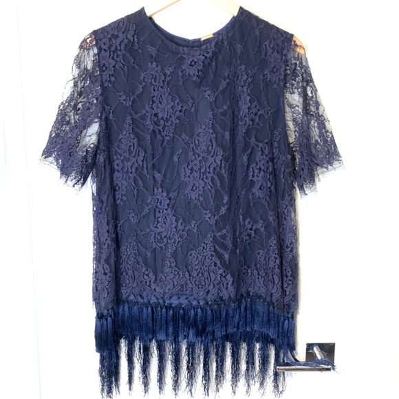 NWT Adam Lippes Blouse Blue Lace Size 12 - Picture 1 of 8